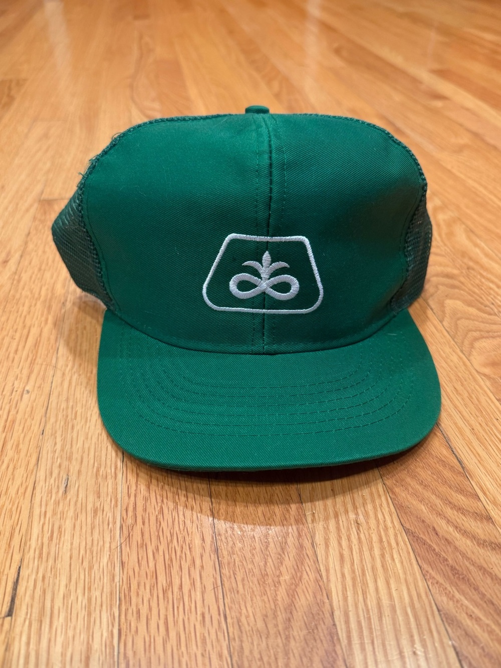 Green Trucker Farm Cap with White Embroidered Logo